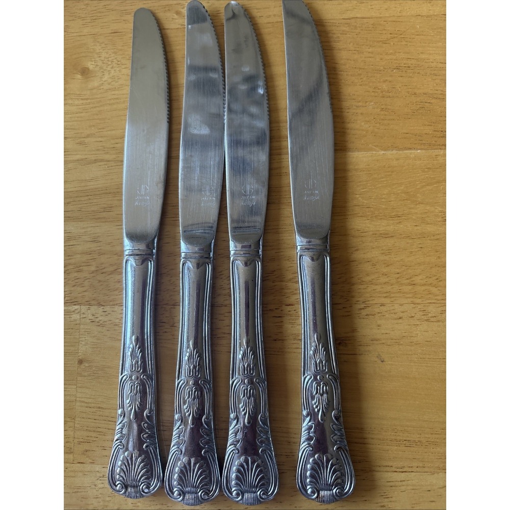 VINTAGE Brandware King Pattern Stainless Japan. Set Includes 4 Knives And 4 Fork